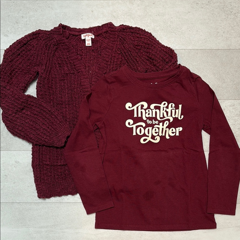 Cat & Jack Thankful tee and cardigan